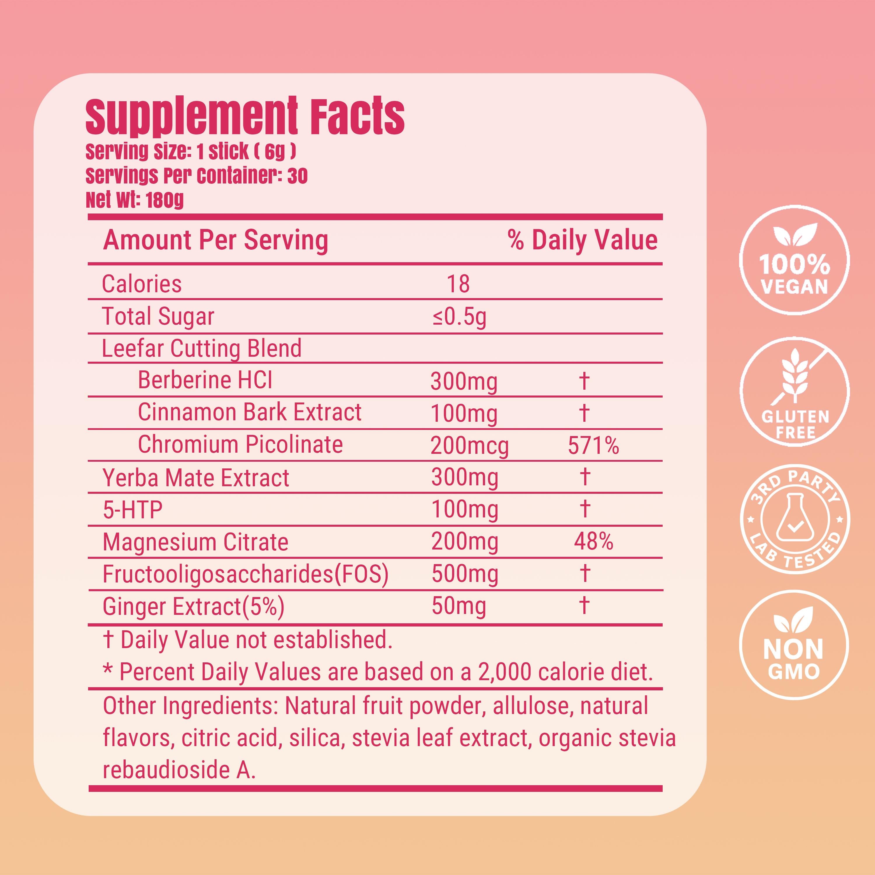 Leefar Strawberry Açaí Cutting Drink Mix – 30 Servings